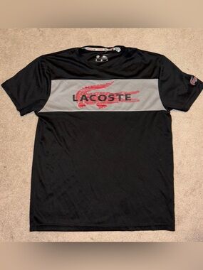 Men’s Lacoste Sport T-Shirt with Alligator Logo Front Arm & Back L RARE